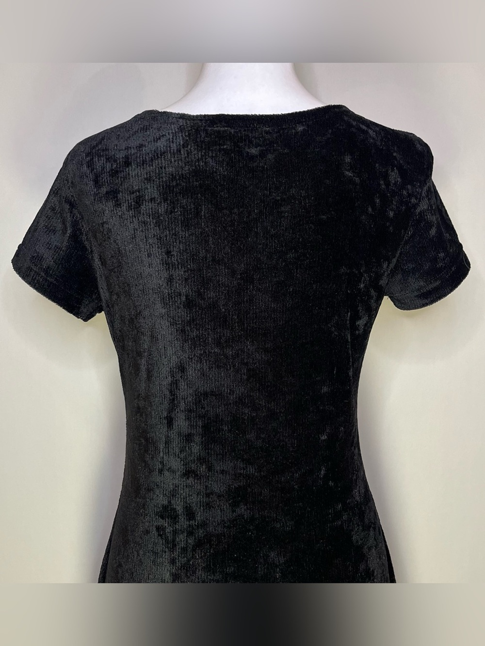 Vintage All That Jazz 90’s Goth Ribbed Velvet Short Sleeve Mini Dress Women’s M - Picture 5 of 6
